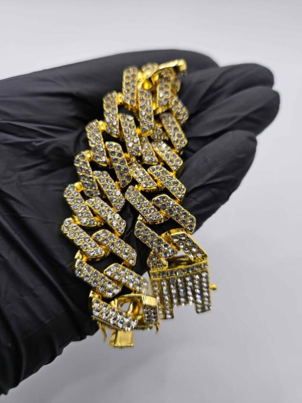 Invicta Iced Out 8" Cuban Link Bracelet - 18k Gold Plated - Heavy